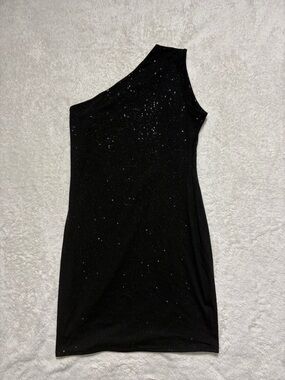 One-Shoulder Black Sparkle Dress